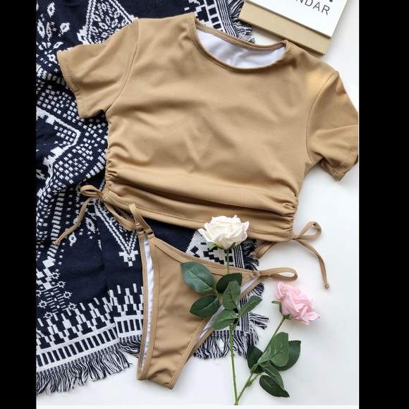 ribbed ruched t shirt bikini set Oct sale - Picture 2 of 5